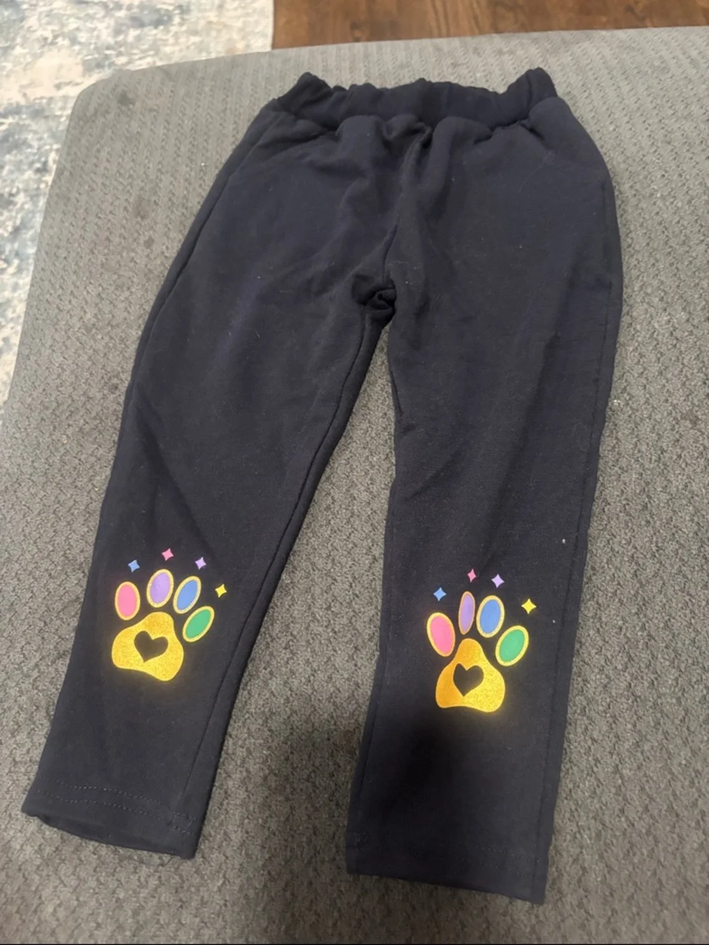 🟢10/$10 - Black Leggings with Colorful Paw Prints